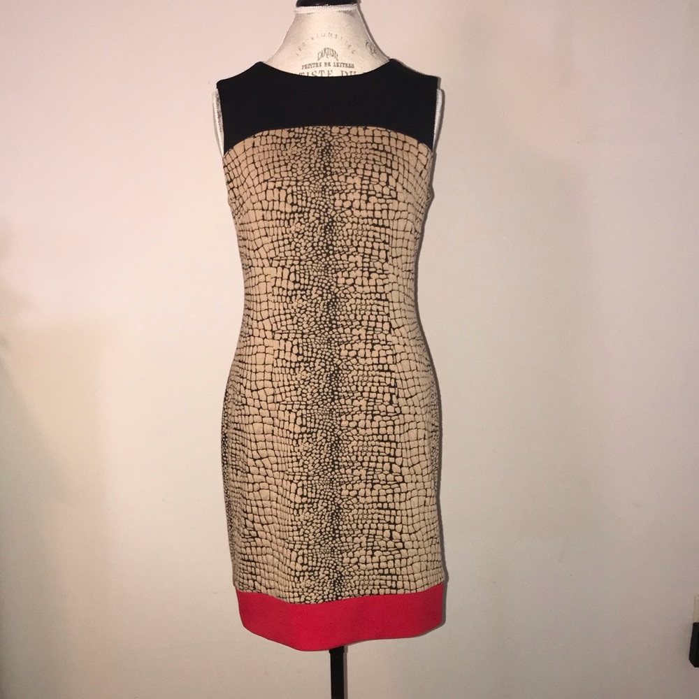 Calvin Klein Animal Print Sheath Dress. 10